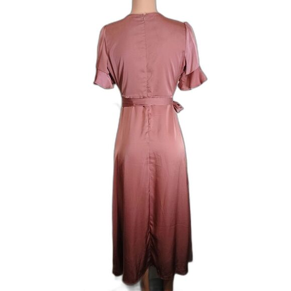 Elegant Mauve Wrap Dress Size Medium - Picture 2 of 2